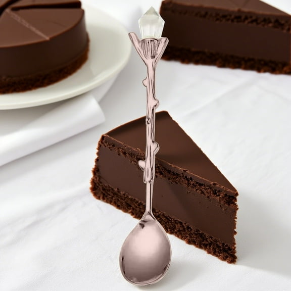 Safeglitz Set of 4 Retro Branch Spoons – 4.6 Inch Long for Coffee, Tea, Ice & DessertSpoon A