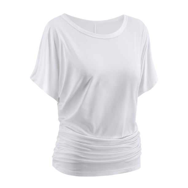 Fiudx Ofertas y Liquidaciones Moda Casual Mujer Tallas Grandes Blusa de Manga Corta Sólida Camisetas Sueltas con Cuello Redondo Tops