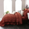 thumbnail image 5 of Beige Comforter Set Queen Size,Ruched Boho Bedding 9-Piece Bed-in-a-Bag for All Seasons,Fluffy Luxury Ruffle Bedding Set with Comforter, Flat Sheet, Fitted Sheet, Pillow Shams, Pillowcases, 5 of 12