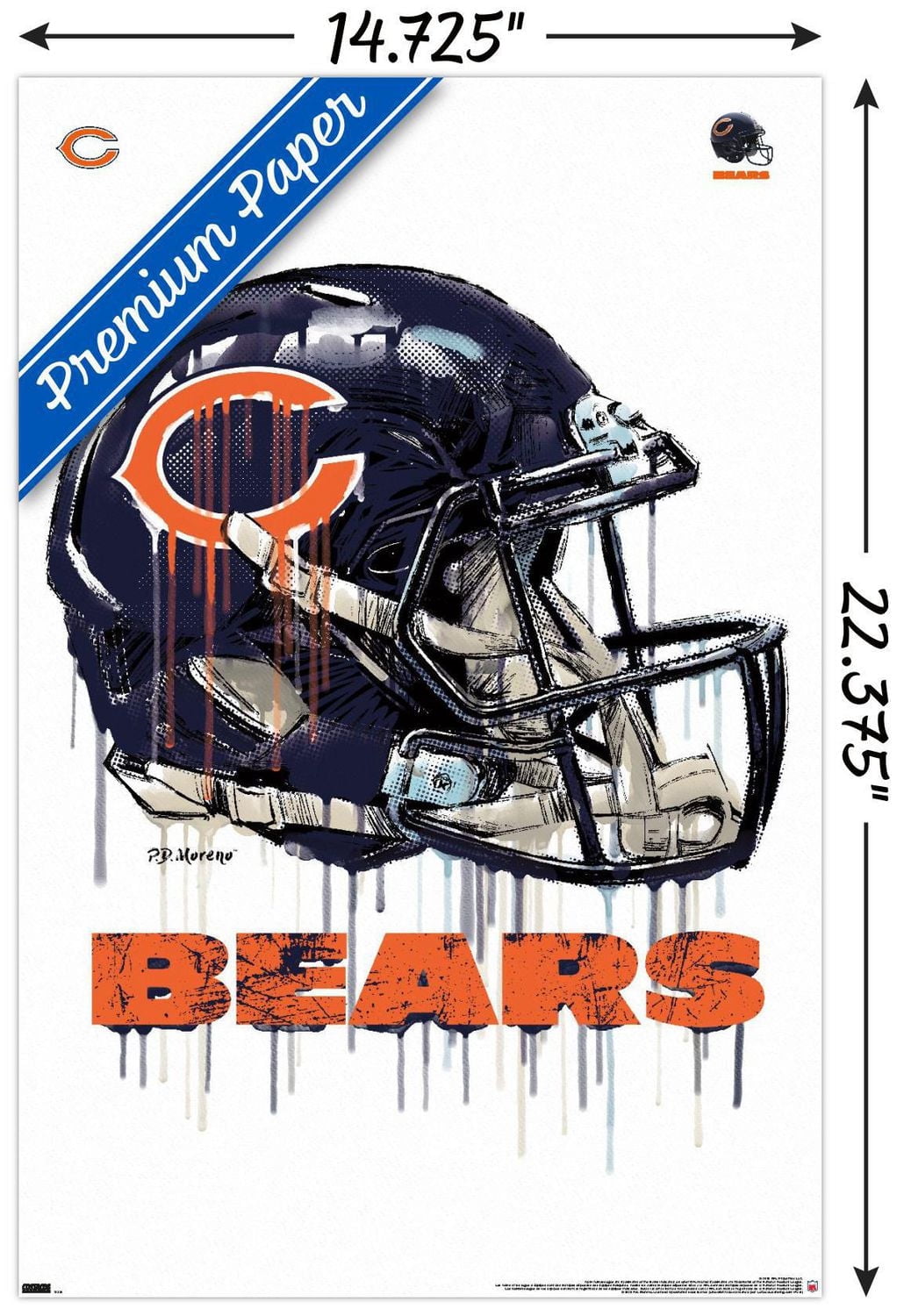 NFL Chicago Bears - Drip Helmet 20 Wall Poster, 22.375" x 34"