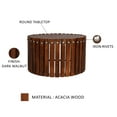 thumbnail image 6 of Myla 31 Inch Handcrafted Round Coffee Table with Vertical Planks, Iron Rivets, Dark Walnut Brown Acacia Wood- Saltoro, 6 of 7