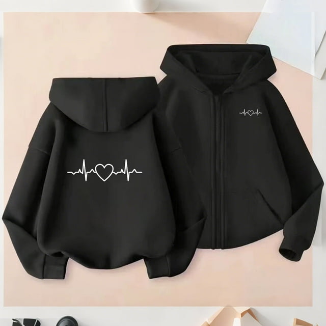 Sudadera deportiva informal con capucha y manga larga con estampado degradado para niños y niñas, de poliéster