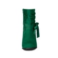 thumbnail image 6 of BLISSFUL STEP Women's Slouch Boots Ankle-High Block Heel Bow Decor Boots Emerald Green 6, 6 of 7
