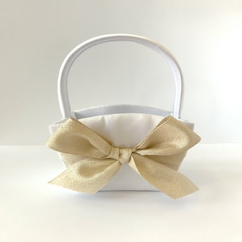 Gartner Studios Way to Celebrate Flower Girl Fabric Basket with Shimmer Bow for Wedding
