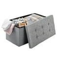 thumbnail image 2 of Livearty (TM) 30 Inches Folding Storage Ottoman Bench, Storage Chest/Footrest/Padded Seat, Poly Linen Storage Organizer (Grey, 30" x 15" x 15"), 2 of 6