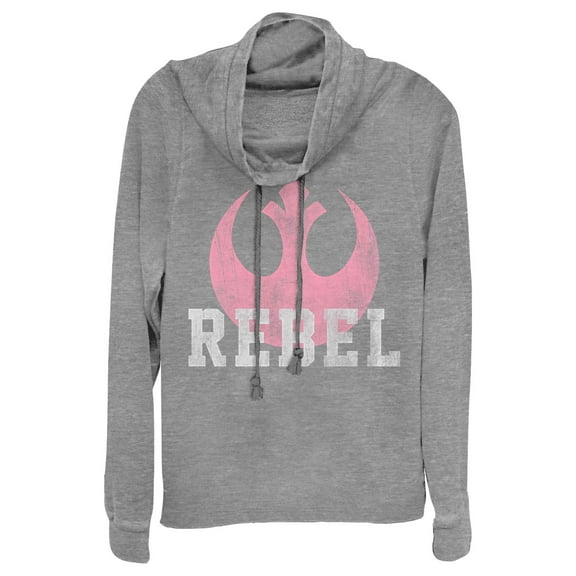 Junior's Star Wars The Force Awakens Rebel  Cowl Neck Sweatshirt Gray Heather X Small