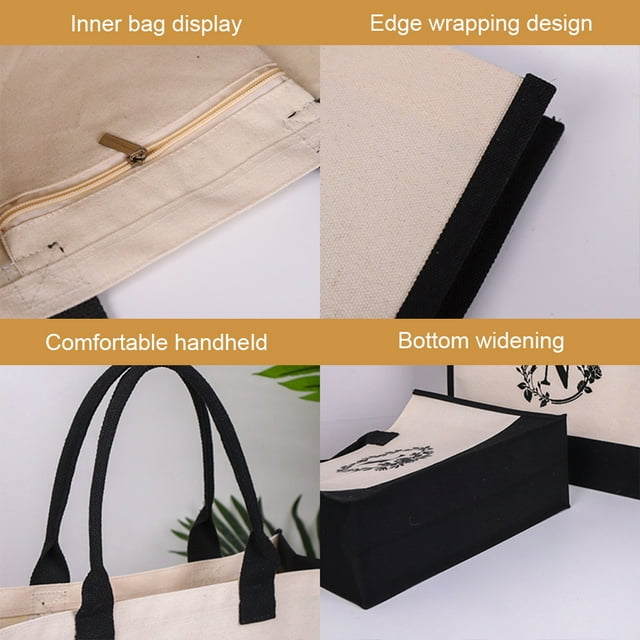 Langgg Sac de Courses en Toile Grande Capacité pour Restaurant Grand Espace de Rangement Sac de Plage Alphabet J Fleur