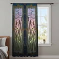 thumbnail image 4 of Stained Glass Sheer Curtains 54 Inches Long, Vintage Abstract Botanical Plant Light Filering Curtains, Breathable Simi Curtain Privacy Drapes for Kitchen Bathroom Lightweight Small Window Treatment, 4 of 9