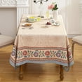 thumbnail image 3 of Beige Linen Long Rectangle Tablecloth,Vintage Indian Style Soft and Colorfast Floral Tablecloths,Decor Table Cover for Kitchen,Dining,Thanksgiving,Christmas,63"*102"-Flowershadow E, 3 of 8