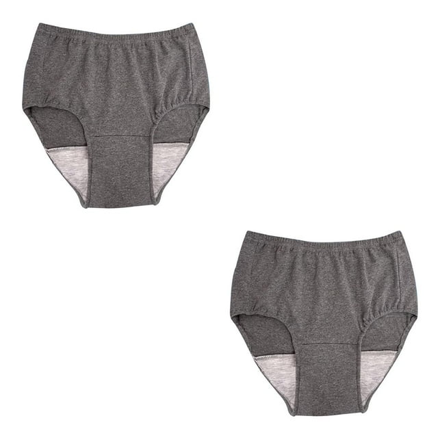 Youkk Reusable Washable Mens Underwear for Incontinence Breathable Briefs Pant 300CC Dark Grey LLL 2Set