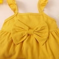 thumbnail image 4 of Infant Baby Summer Clothes Toddler Girls Floral Outfits 2 Piece Casual Shorts Sets Ruffle Ribbed Babydoll Camisole Tops Yellow, 3M, 4 of 7