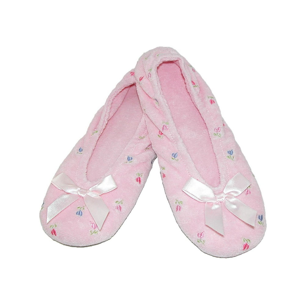 isotoner signature terry ballet flat slippers with satin bow