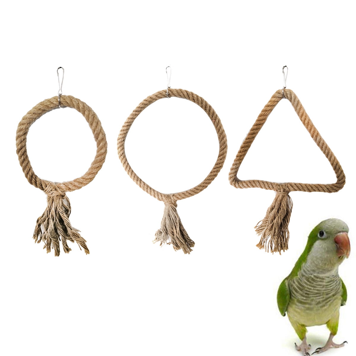 Meidiya Bird Rope Swing Toy,Bird Cage Hanging Toys Hemp Rope Triangle