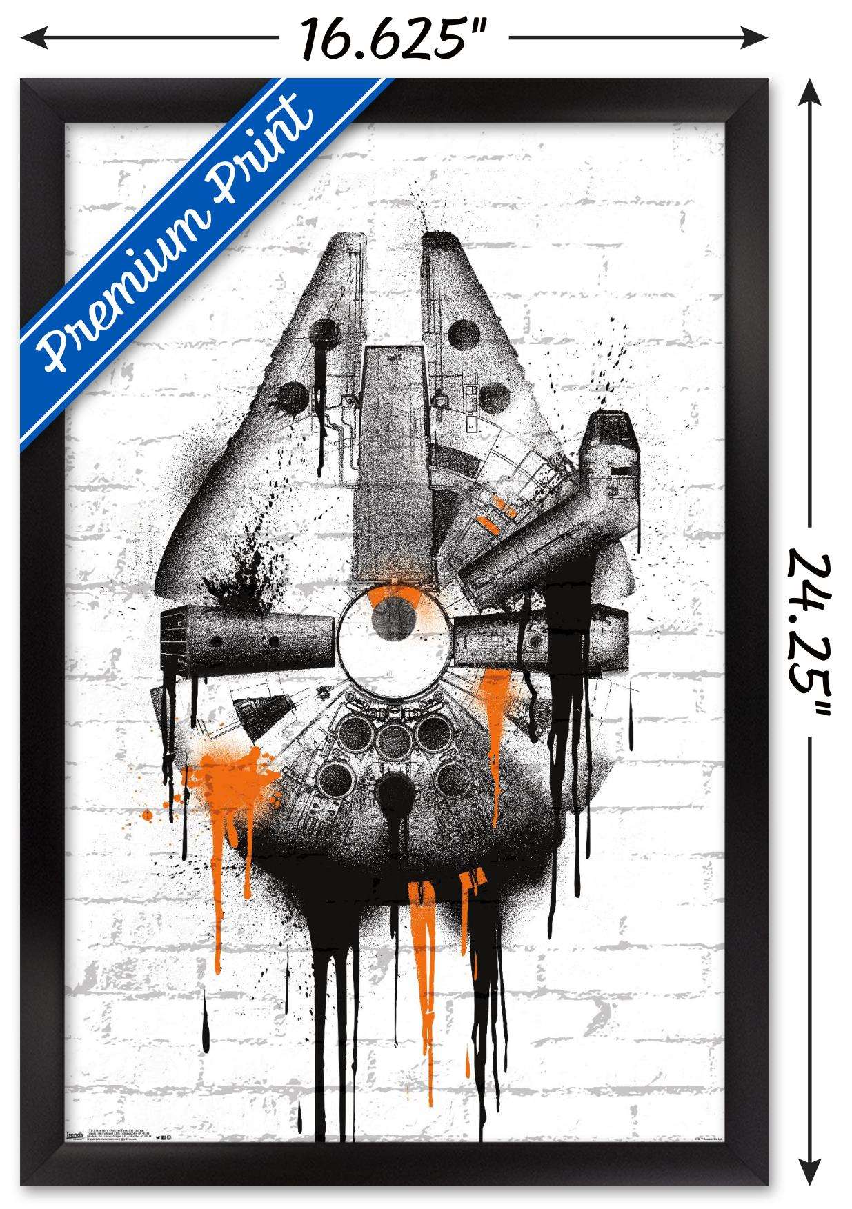 Star Wars: Saga - Falcon Black And Orange Wall Poster, 14.725" x 22.375", Framed