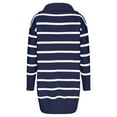 thumbnail image 4 of Womens Long Sleeve Fall Dresses Ladies New V-neck Long Sleeve Sweater Striped Loose Casual Knitted Dress,Blue,M, 4 of 6
