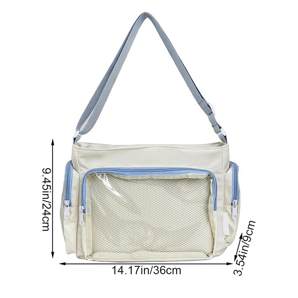 Hzzsbu Large Ita Messenger Bag Transparent Pin Display Crossbody
