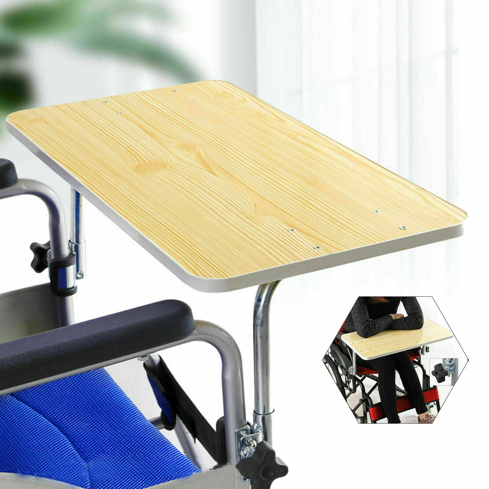 DENEST Wooden Anti Falling Wheelchair Tray Wheelchair Table