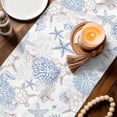 thumbnail image 3 of Blue Coastal Table Runner 72 Inches, Summer Beach Ocean Coral Sea Turtle Starfish Bed Runner Dresser Scarves Tabletop for Indoor Outdoor Parties/Ceremony/Banquet, 18" x 72", 3 of 9