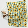 thumbnail image 3 of JUNZAN Waterproof Pet Blanket Dog Blankets, White Blue Striped Sunflower Pattern Printing Super Soft Warm,Urine Proof Washable Pet Blanket, 3 of 5