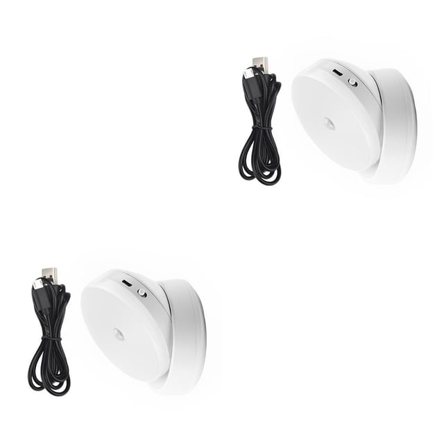 Moyic Sensor de movimiento, luces de luz nocturna, lámpara recargable, herramienta de iluminación de pasillo para el hogar, dormitorio, Luz blanca 2piezas