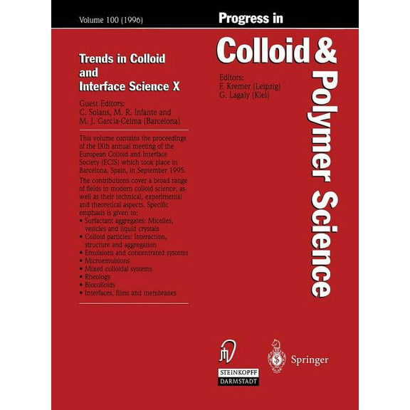 Progress in Colloid and Polymer Science Trends in Colloid and Interface Science X, Book 100, (Paperback)