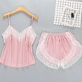 thumbnail image 1 of Ropa de dormir para mujer Conjunto de pijama de satén sexy Pijama con cuello en V de encaje blanco Sin mangas Lindo Cami Top y pantalones cortos de alta calidad xuanjing unisex, 1 of 2