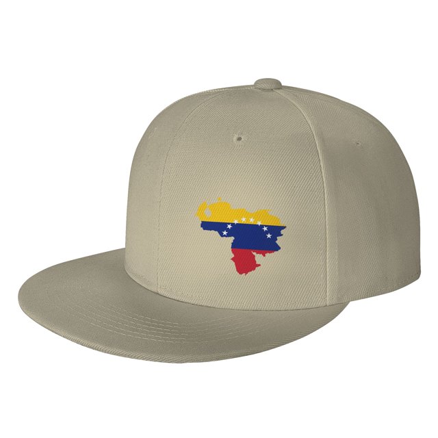 DouZhe Flat Brim Cap Snapback Chapeau, Venezuela Carte Drapeau Imprime Réglable Jaune Adulte Baseball Cap