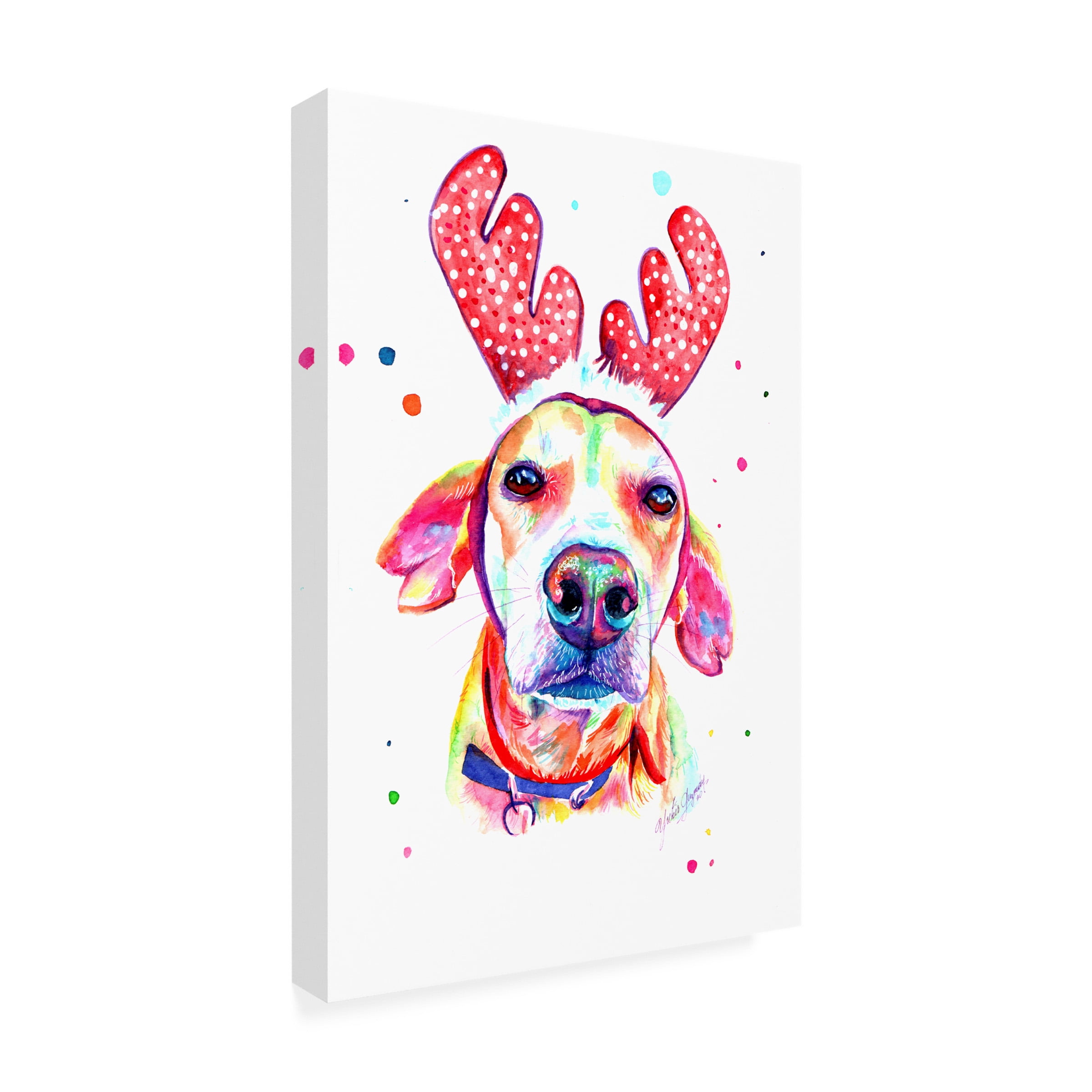 Yubis Guzman 'Dog At Christmas' Canvas Art
