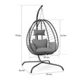 thumbnail image 4 of Gotland 2 Pieces Outdoor Hanging Egg Chair with Stand,Patio Wicker Swing Egg Chair Hammock Chair with UV Resistant Cushion,All-Weather 485lbs Capacity for Bedroom,Balcony,Garden,Gray, 4 of 7