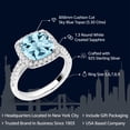 thumbnail image 2 of Gem Stone King 3.30 Cttw Sky Blue Topaz and White Created Sapphire Ring for Women in 925 Sterling Silver | Cushion Cut 8MM | Gemstone Birthstone | Available in Size 5, 6, 7, 8, 9, 2 of 6