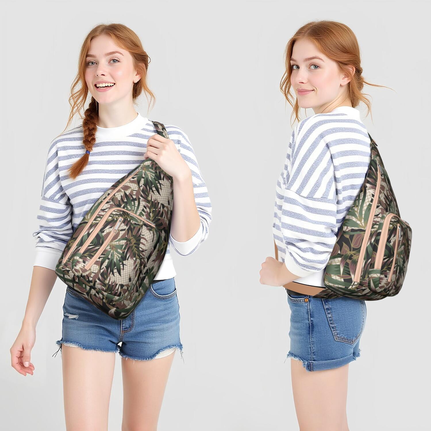 Hawaiian Hibiscus Tropical Floral Sling Bag, Lightweight Shoulder Bag for Women & Men