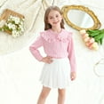 thumbnail image 6 of vdgthytj Girls Button down Shirts Kids Plaid Cute Ruffle Collared Long Sleeve Casual Spring Summer Tops Blouse, 6 of 7
