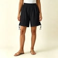 thumbnail image 2 of Tqcoqu Women's Elastic Waist Textured Casual Shorts,Side Drawstring Slits Summer Shorts with Pockets,Black Women's S-XXL, 2 of 7