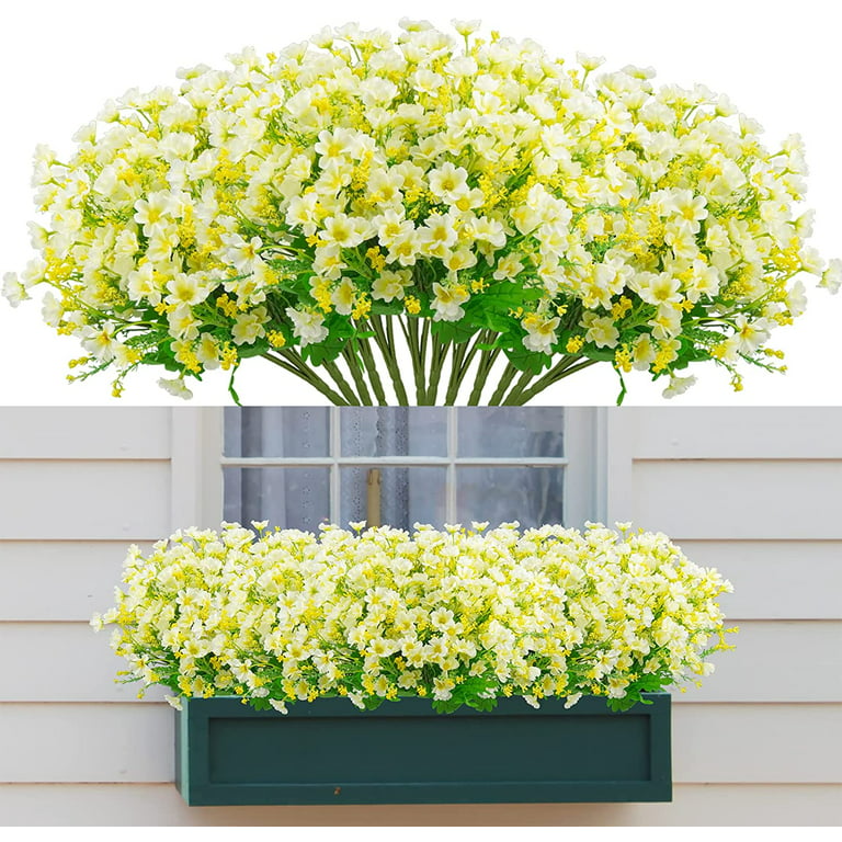 OUKEYI 12 Bundles Artificial Flowers Artificial Daisy Flowers UV Resistant  Outdoor Fake Wildflowers with Stems Faux Greenery Shrubs Plants
