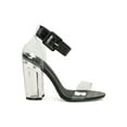 thumbnail image 2 of Women Transparent Open Toe Embossed Ankle Strap Chunky Heel Sandal 19209, 2 of 6