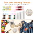 thumbnail image 3 of Mini Darning Loom,Mushroom Knit Patch Kit with 14 Hooks Small Weaving Loom 14 Pcs Large Eye Needles 50 Color Threads for Handcraft DIY Weaving Repair Tool Darning Kit for Beginners Mending Jeans Socks, 3 of 5