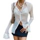 thumbnail image 1 of Camisa blanca L sexy para mujer, camisa con solapa de un solo pecho, material plisado personalizado, retro transparente, otoño 2021, 1 of 8