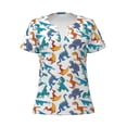 thumbnail image 3 of Naloa Block Dinosaur Print T-Shirts Short Sleeve V Neck Tees for Women Fashion Tops Trendy Lightweight Soft Casual Summer Outfits Clothes, 3 of 5