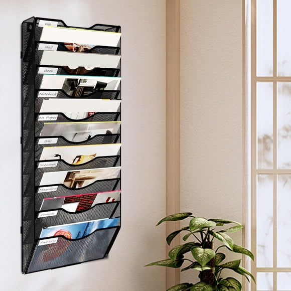 Archivador de pared colgante, organizador de correo, estante para revistas y cartas de montaje Simple 10 niveles