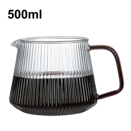 

350ML/500ML Coffee Pot - Glass Vertical Pattern Coffee Sharing Pot with V-shaped Spout for Home