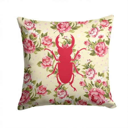 Carolines Treasures Beetle Shabby Chic Yellow Roses Fabric Decorative Pillow 14Hx14W multicolor