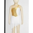 thumbnail image 3 of IEFIEL Girls Sequins Ballet Lyrical Dance Leotard Dress Sleeveless Hollow Back Dress Stage Performance Costume Gold 8, 3 of 7