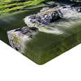 thumbnail image 2 of Ambesonne Nautical Fitted Sheet, Pine Tree in Lake, Queen Size, Green, 2 of 3