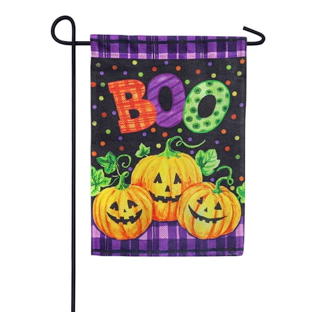 Boo Jack-o-Lanterns Garden Textured Suede Flag
