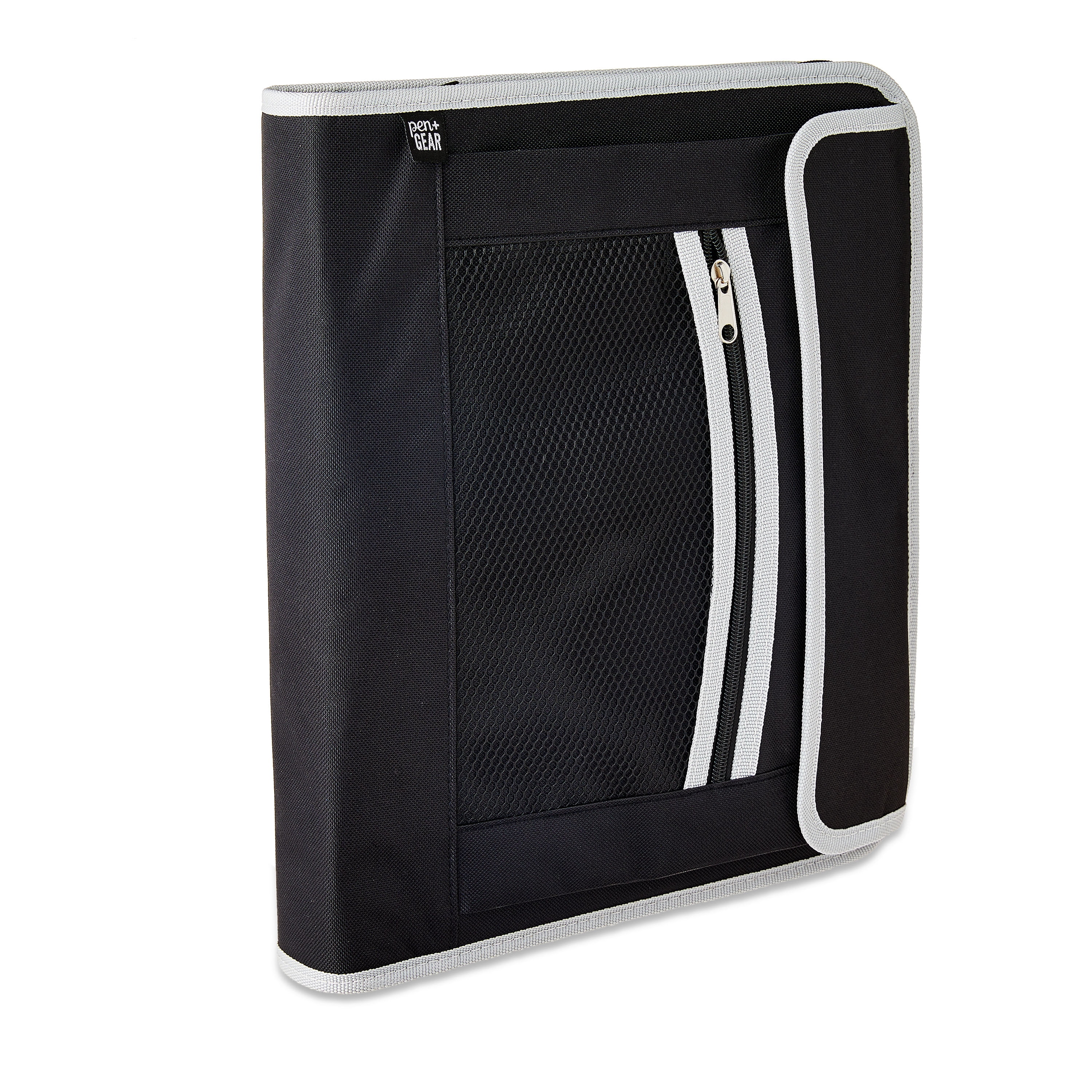 Pen+Gear Pocket Zipper Binder, 1.5”, Round Ring, 11.75” x 2” x 14” , Black