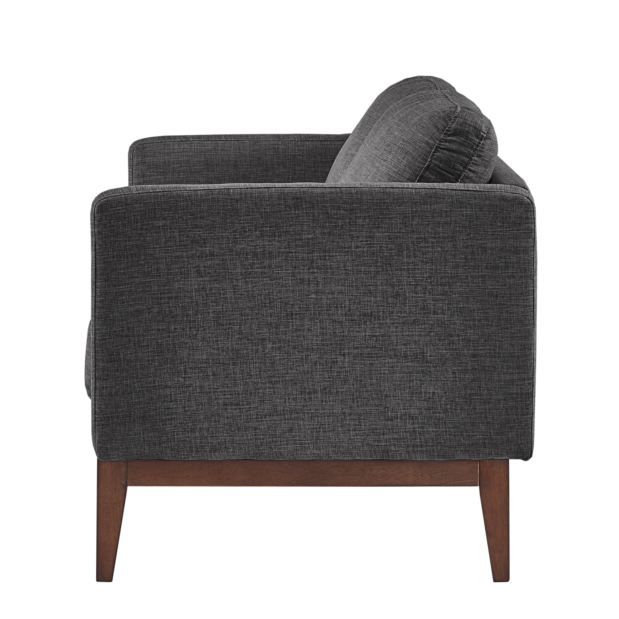 Weston Home Riley Linen Upholstered Loveseat with Wood Legs, Dark Grey