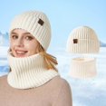 thumbnail image 2 of HNMKIU Winter Knitted Hat Scarf Set Thermal Unisex Ear Warmer Neck Cozy Cold Weather Outdoor Skiing Camping Travel White - One Size, 2 of 5