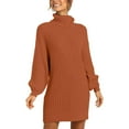 thumbnail image 2 of Ediodpoh Women Fashion Casual Solid Long Sleeve Sweater Dress Turtleneck Sweater Dress Pullover for Winter Orange S, 2 of 6