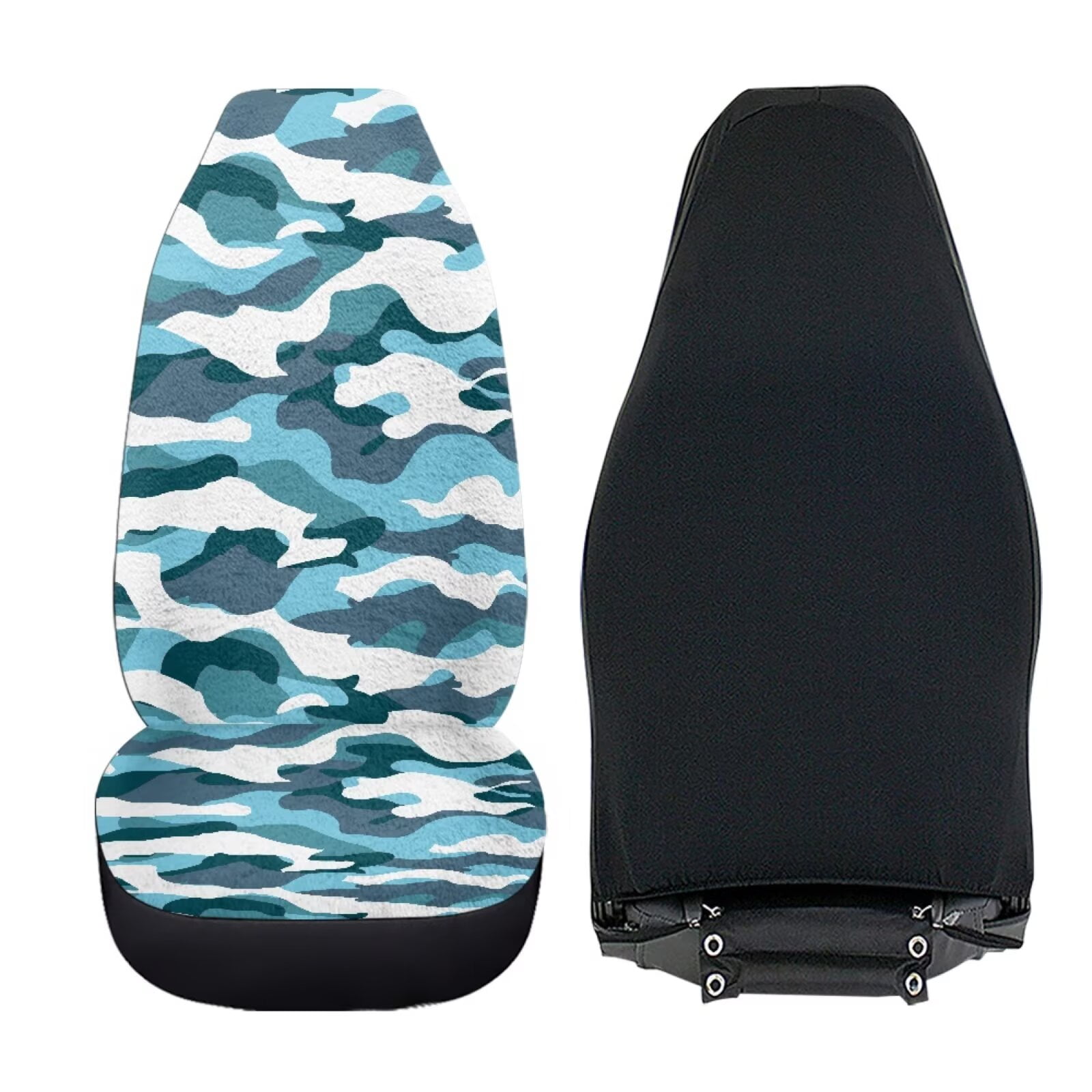 Uorisanigo Car Seat Covers Soft Plush Blue Camouflage Highback Front Seat Covers for Cars 2 Pack Automotive Seats Cover Vehicle Interior Decor Protection for Most SUVs Vehicles