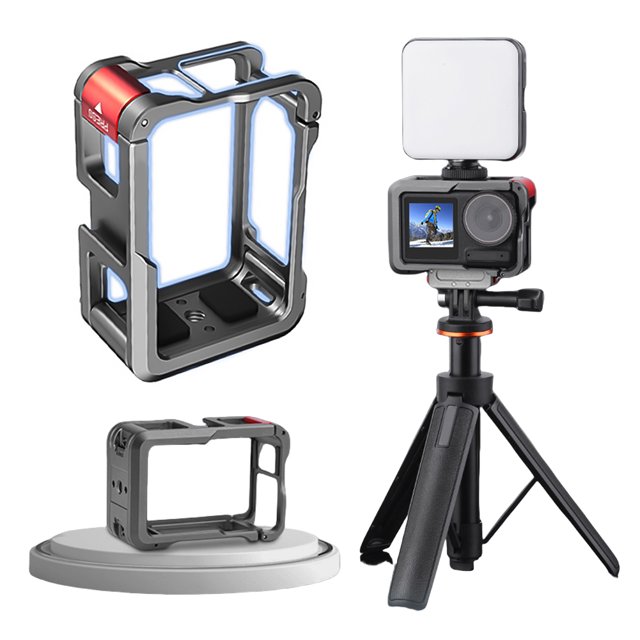 Sport Camera Cage Conejo Marco Protector La Caja Del Aluminio Metal Con Zapatilla Fría 1/4 Pulgadas para Dji Osmo Action 3/4 Accesorios Cámaras Acción